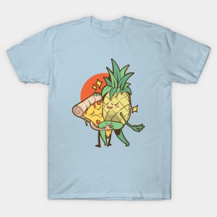 Pineapple Pizza Forbidden Love Funny Cartoon Design T-Shirt